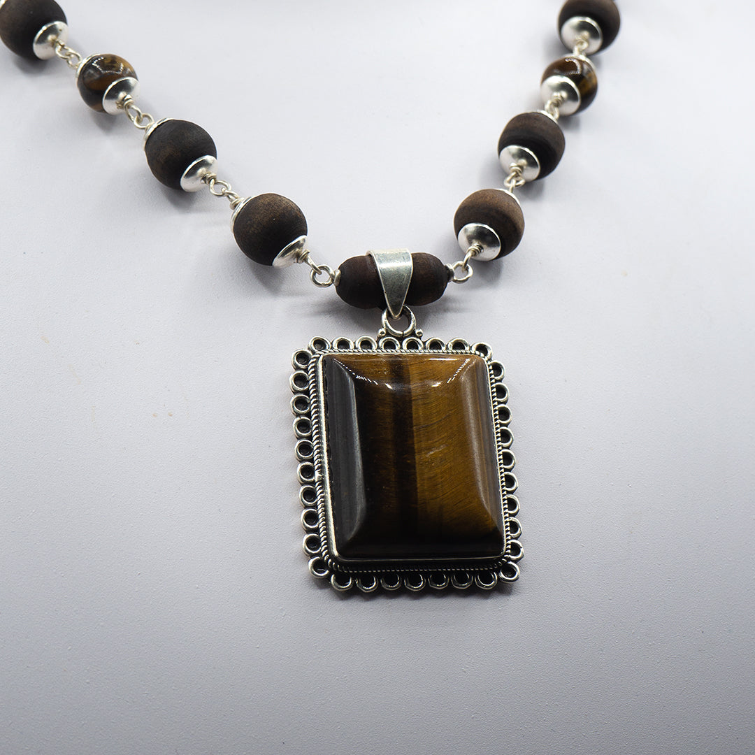 Tigerstone Pendant Silver Kanti Mala. — photo 2