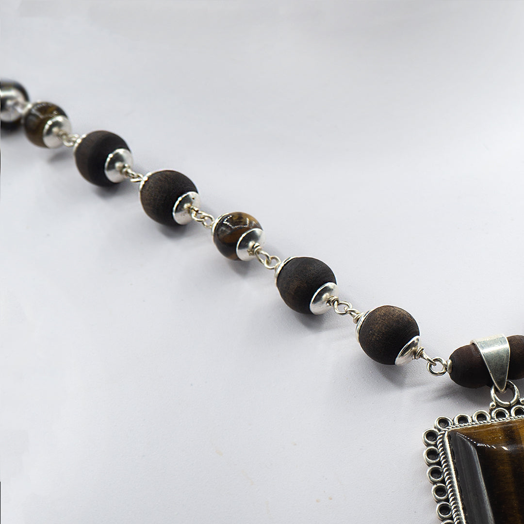 Tigerstone Pendant Silver Kanti Mala.