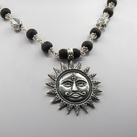 Silver Tulasi Kanti Mala with a Surya-Dev Pendant.