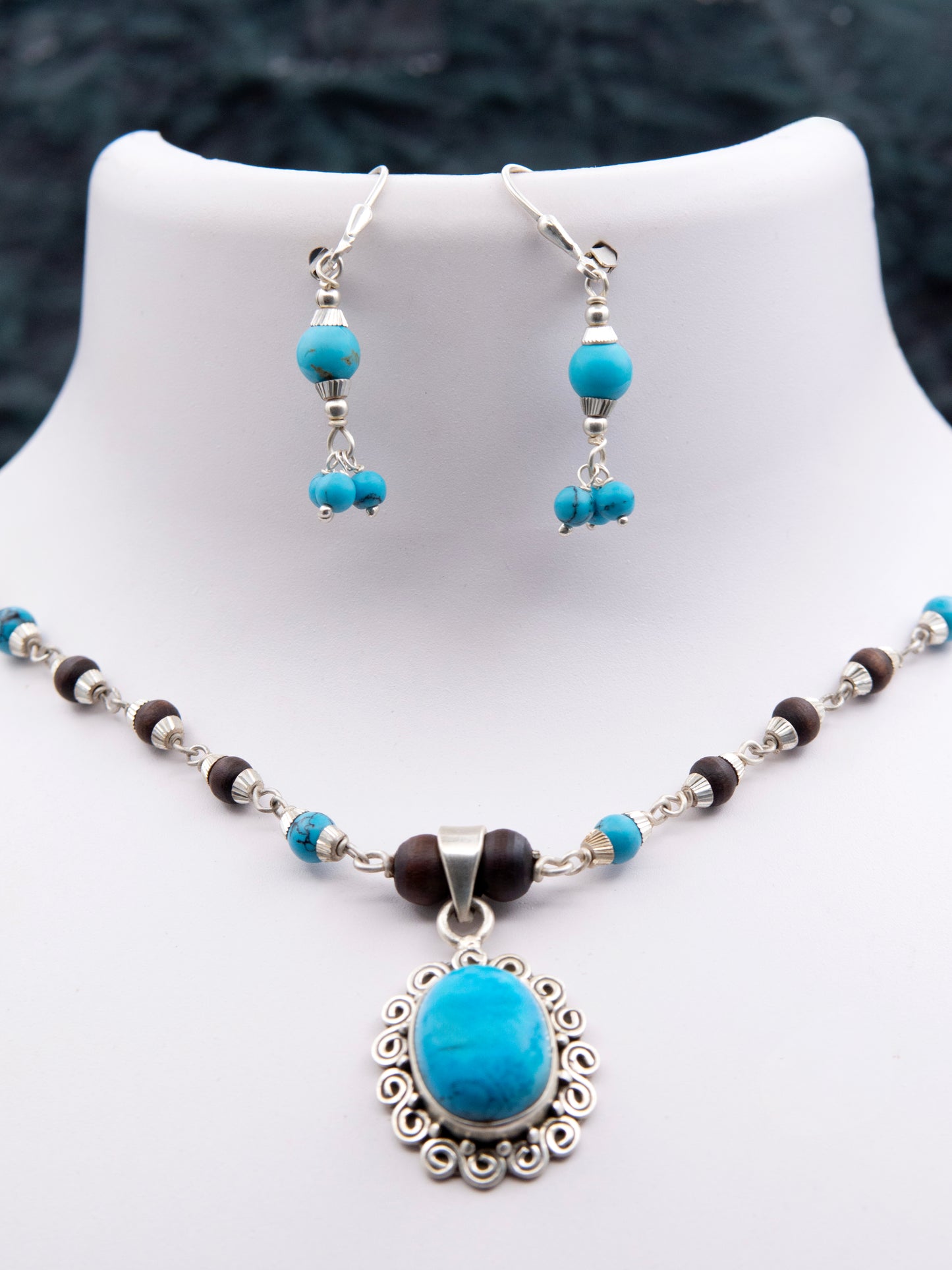 Blue Turquoise Earring Set Mala