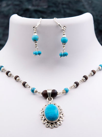 Blue Turquoise Earring Set Mala