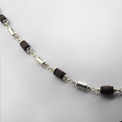 Cylinder bead Silver Tulasi Mala.