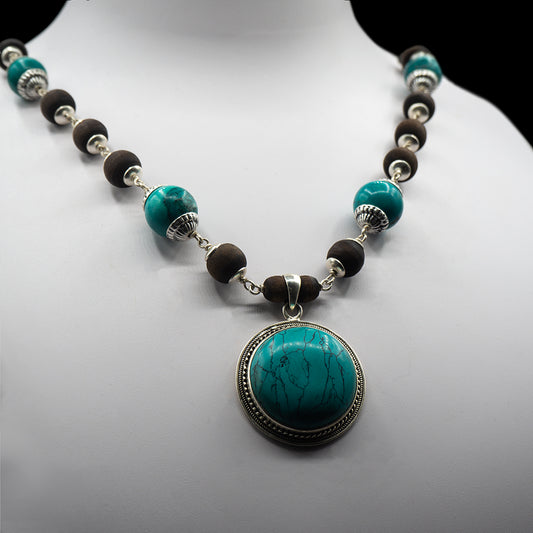 Turquoise Silver Kanti Mala.