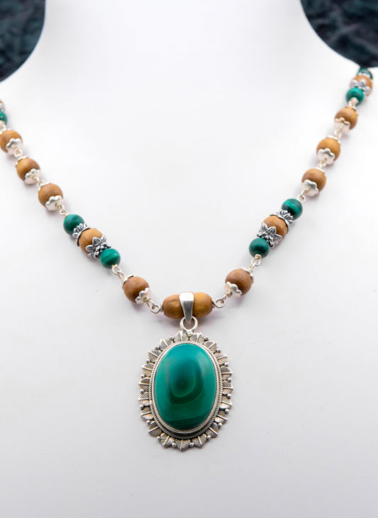 Green Malachite Earring Mala set