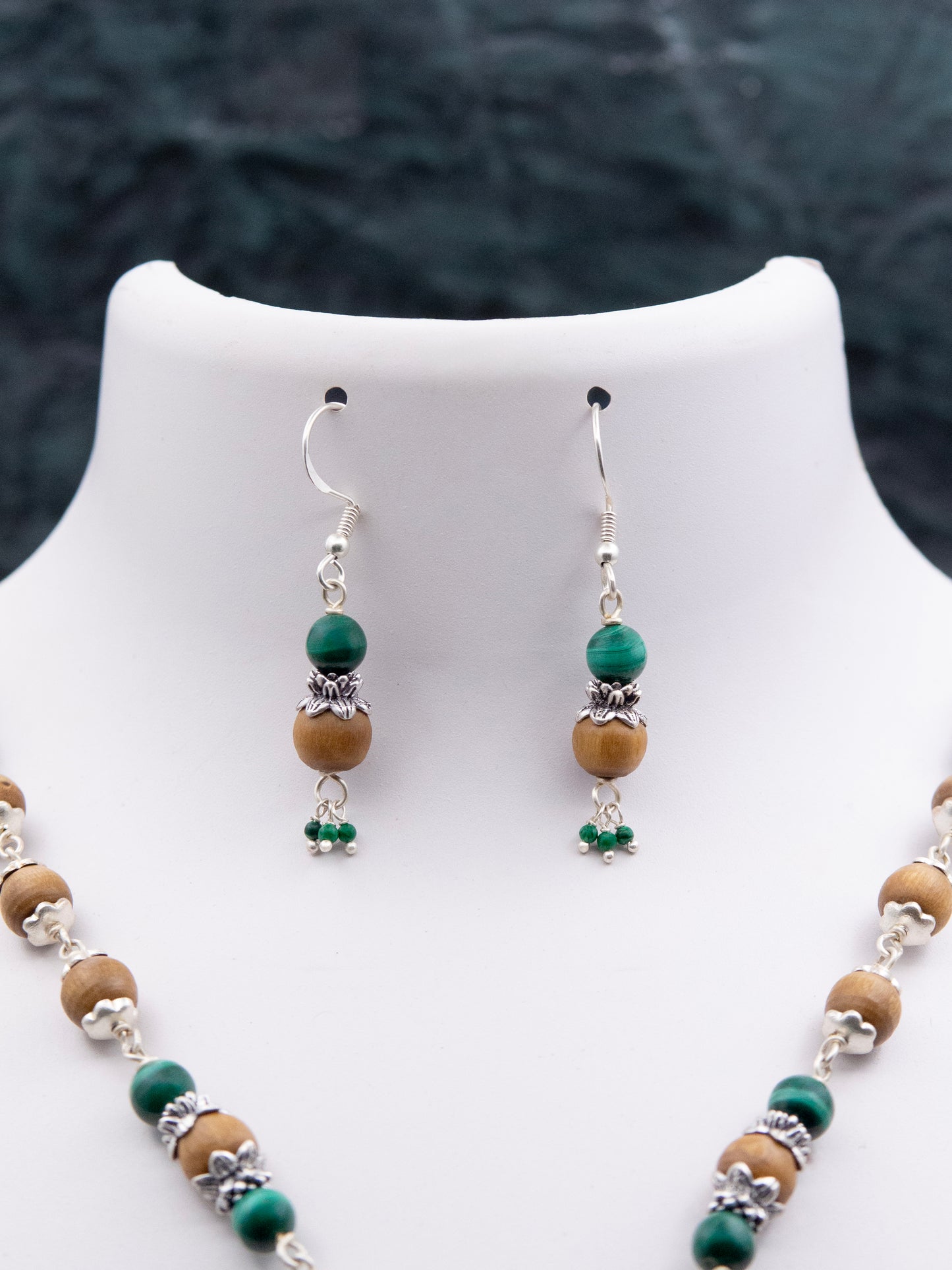 Green Malachite Earring Mala set