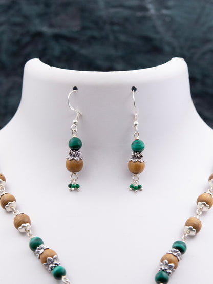 Green Malachite Earring Mala set