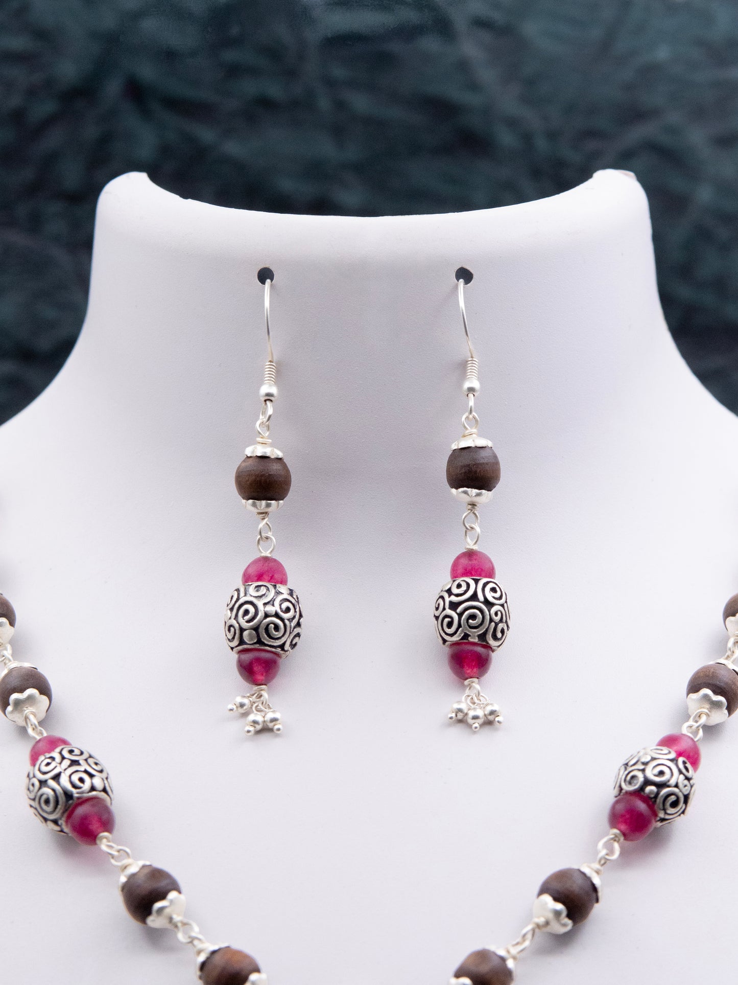 Ruby & Red Onyx Mala Earring set
