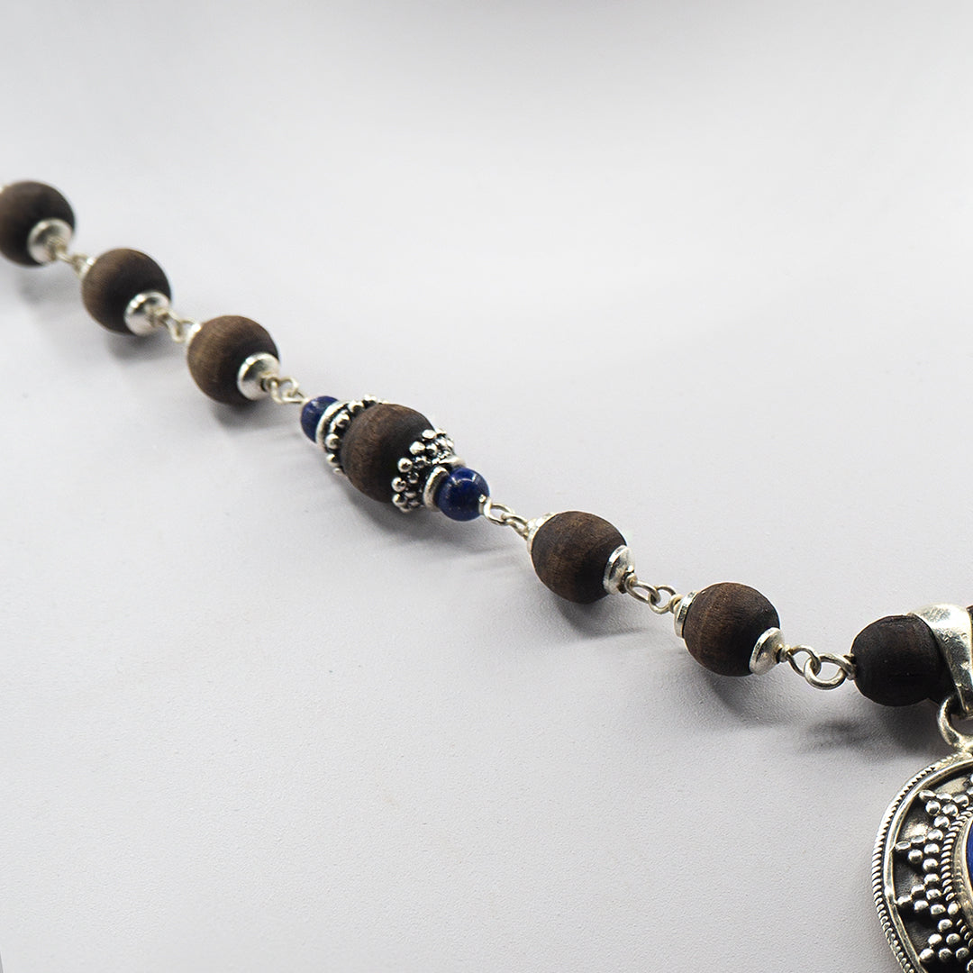 Lapis Lazuli Silver Tulasi Mala - Earring set