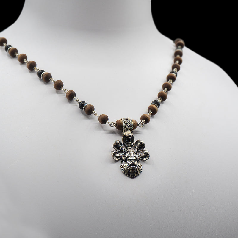 Ananta Narasimha Tulasi and Black Onyx Silver Kanti Mala