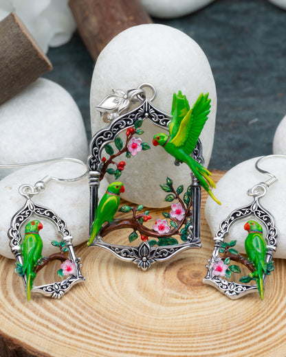 Parrot Pendent & Earring Set