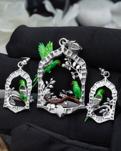 Parrot Pendent & Earring Set