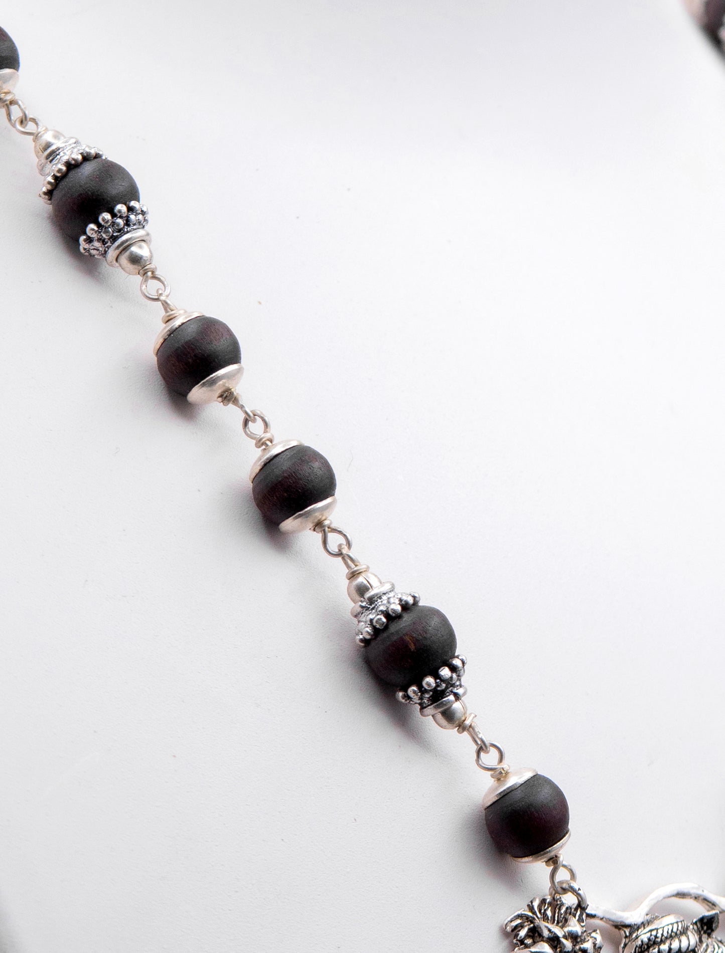 Radha Krishna Pendant Silver Tulasi Mala