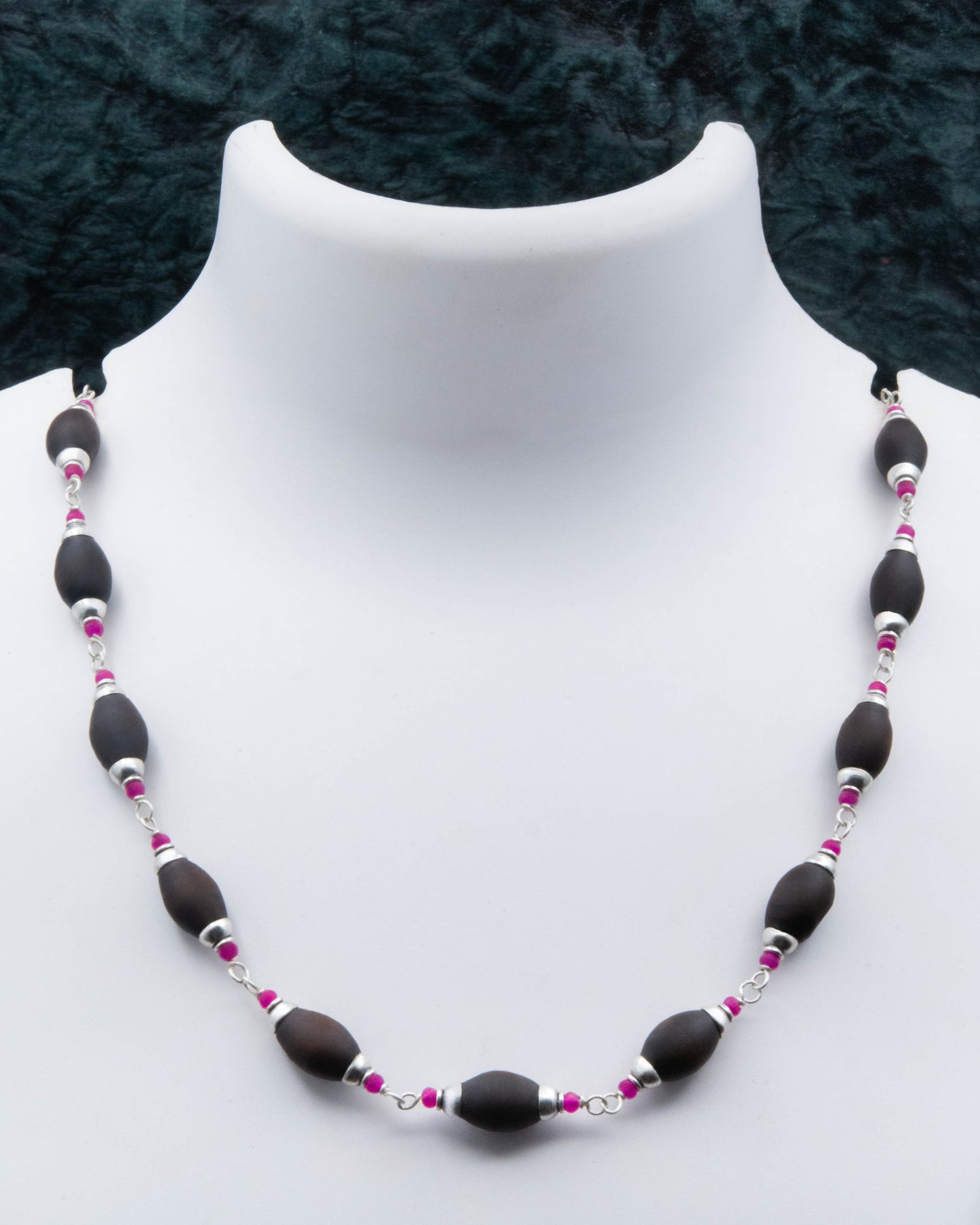 Red Onyx Oval Black Tulsi Mala