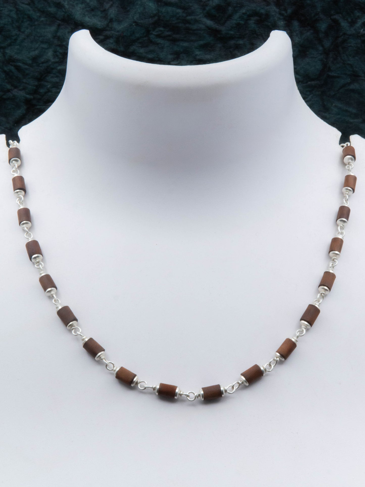 Small Cylinder Brown Tulsi Mala