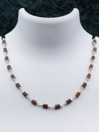 Small Cylinder Brown Tulsi Mala