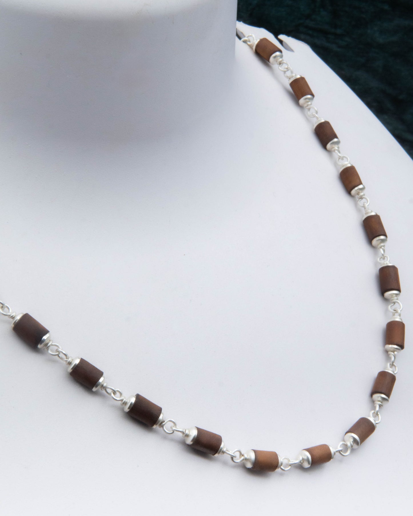 Small Cylinder Brown Tulsi Mala