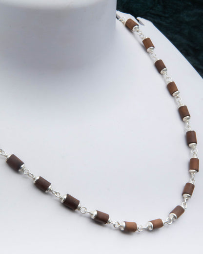 Small Cylinder Brown Tulsi Mala
