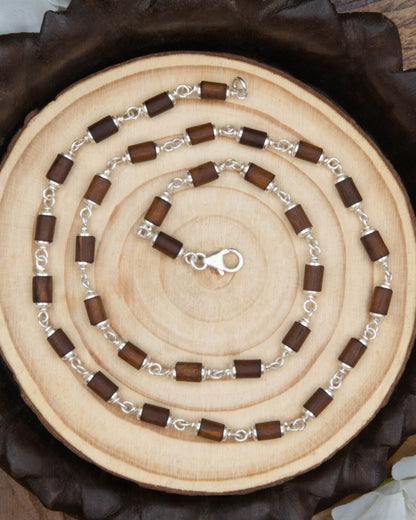 Small Cylinder Brown Tulsi Mala