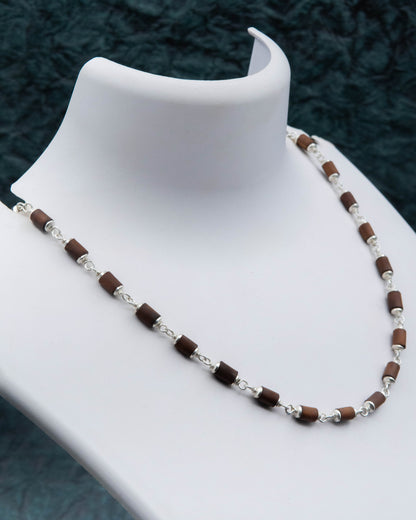 Small Cylinder Brown Tulsi Mala