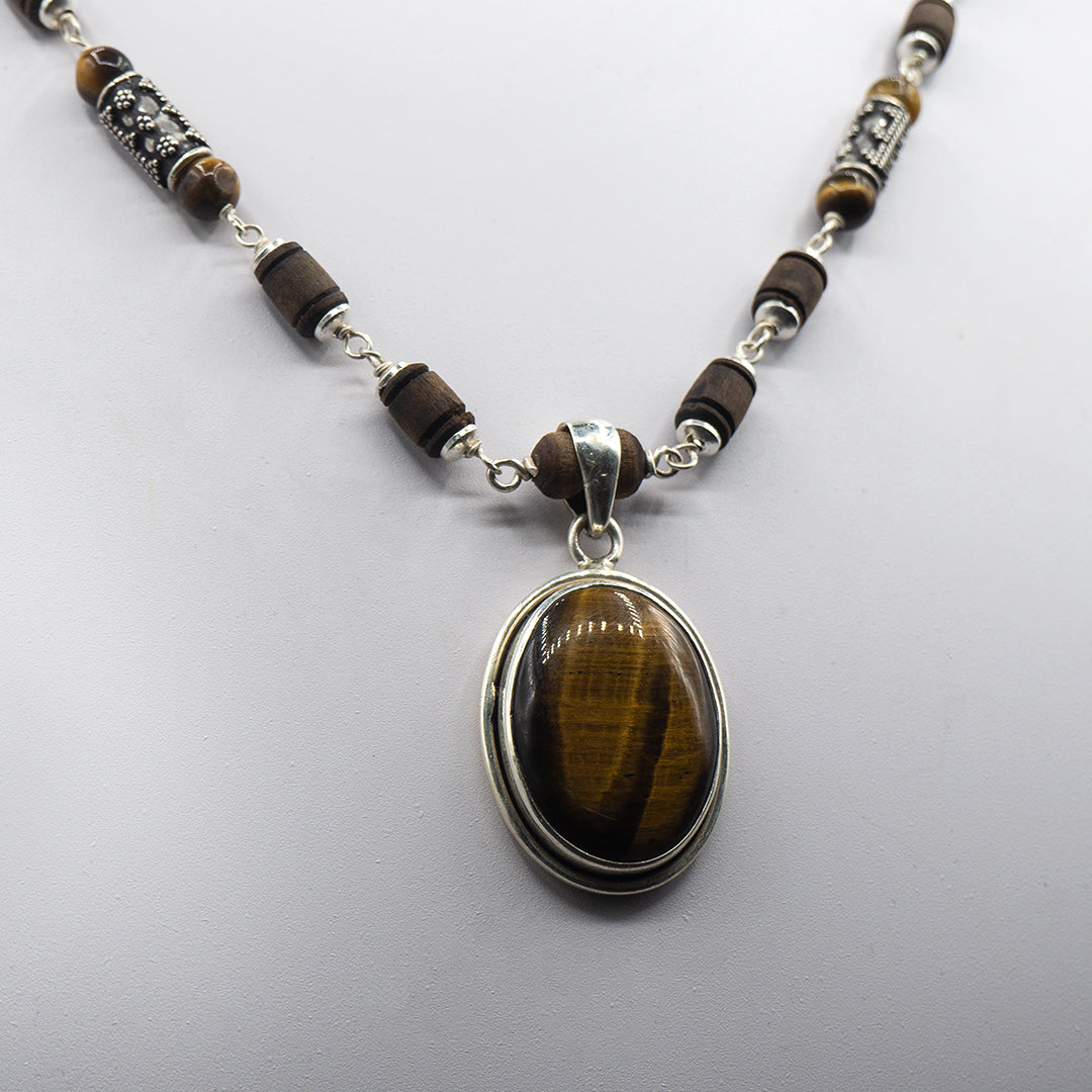 Tigerstone Pendant Silver Kanti Mala.