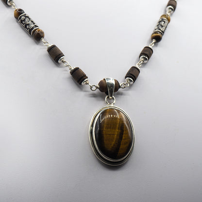 Tigerstone Pendant Silver Kanti Mala.