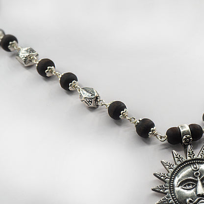 Silver Tulasi Kanti Mala with a Surya-Dev Pendant.