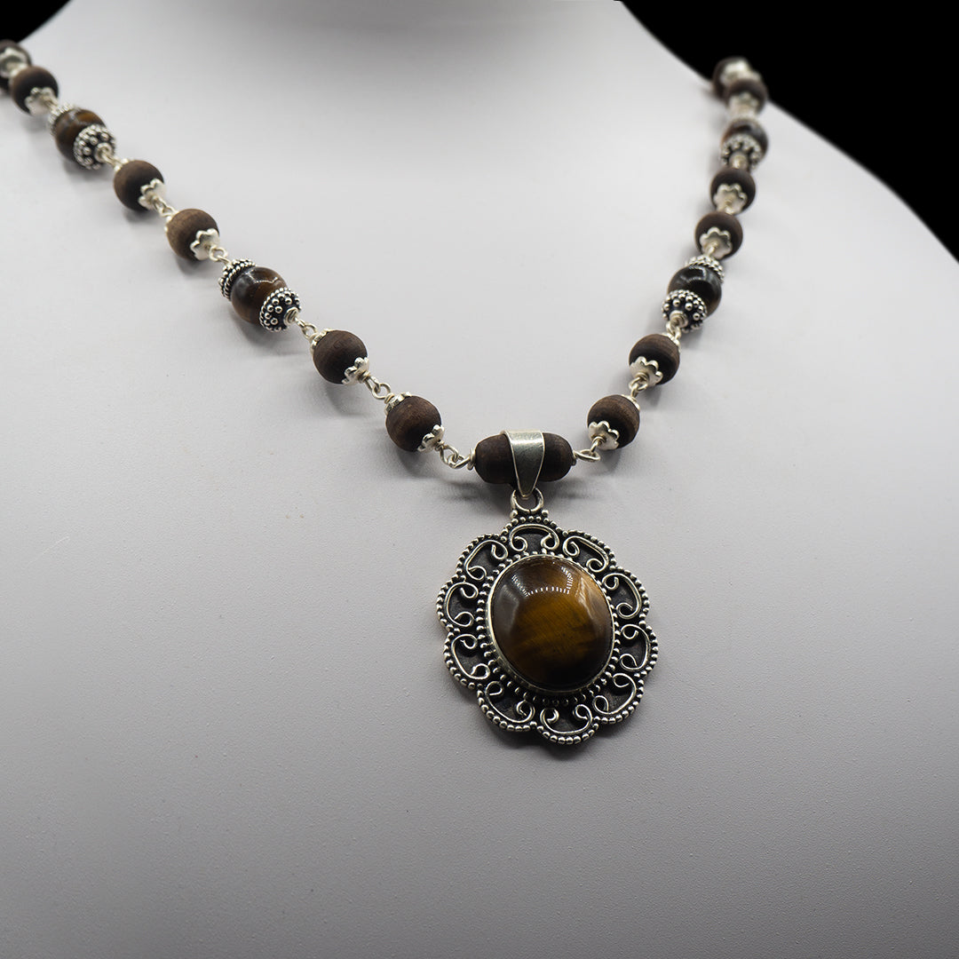 Tigerstone Pendant Tulasi Mala — photo 1