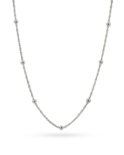 Linked thin chain with silver balls